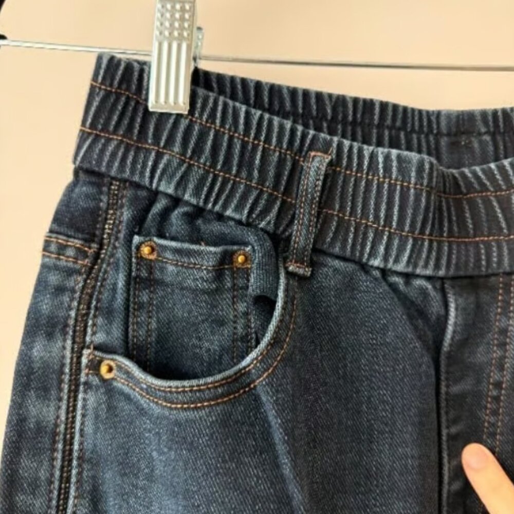 Blue-Grey Wide-Legged Straight Jeans – Rare Elastic Waist for Ultimate Comfort - Picture 7 of 9